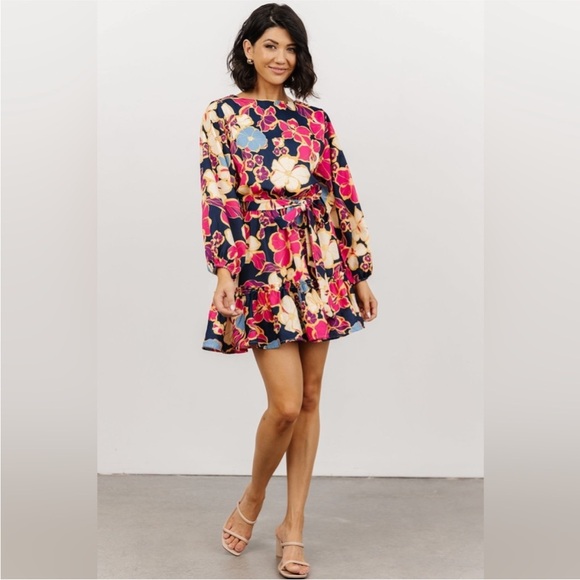 NWT! BALTIC BORN Women 3X Tally Mini Dress in Indigo Bloom Bold Floral Colorful - Picture 1 of 8